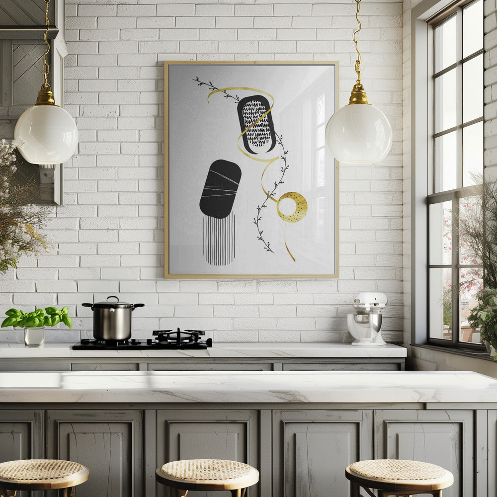 Black & White Abstract No. 1 | gold Poster